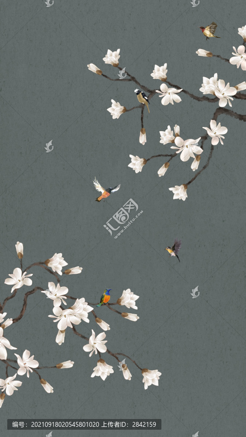 玉蘭花鳥圖