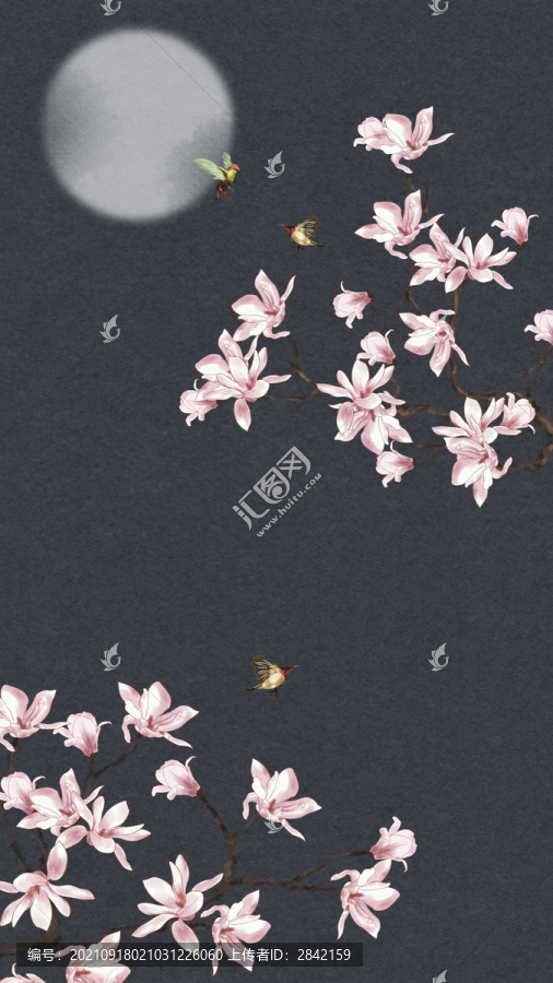 玉蘭花鳥(niǎo)裝飾畫(huà)