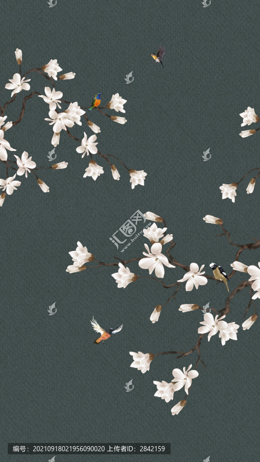 玉蘭花鳥(niǎo)裝飾畫(huà)