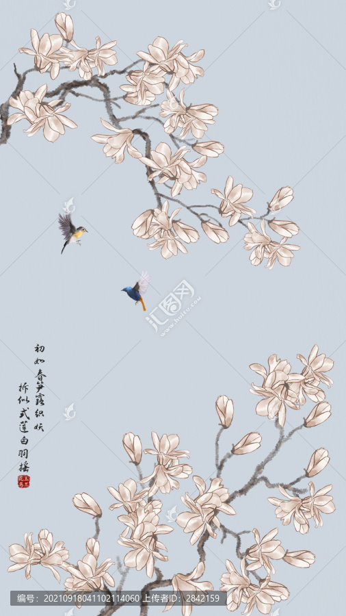 玉蘭花鳥(niǎo)圖