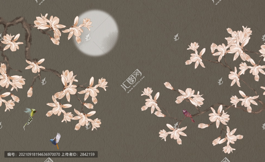 玉蘭花鳥圖