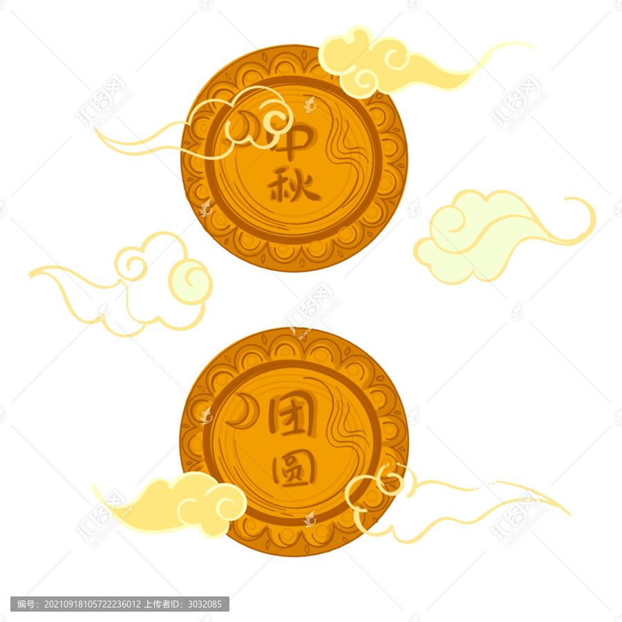 中秋節(jié)月餅祥云素材