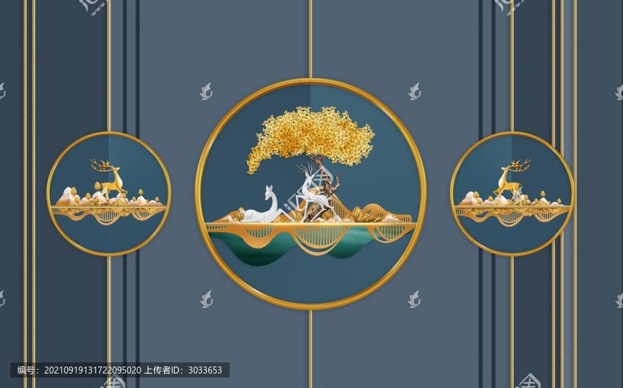 現(xiàn)代輕奢新中式山水背景墻