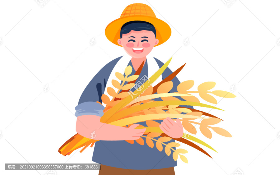 秋天糧食豐農(nóng)場農(nóng)民收獲收插畫