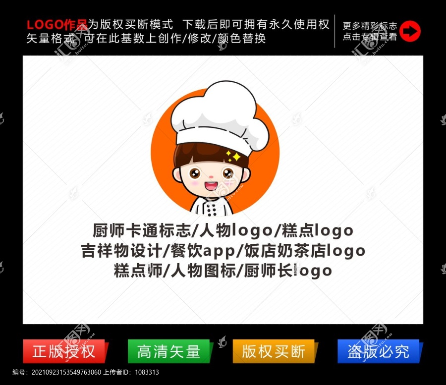 廚師人物標(biāo)志糕點(diǎn)logo吉祥物