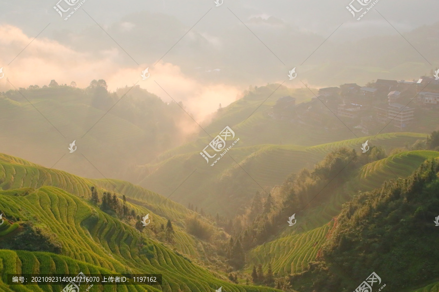 广西龙胜龙脊梯田的早晨