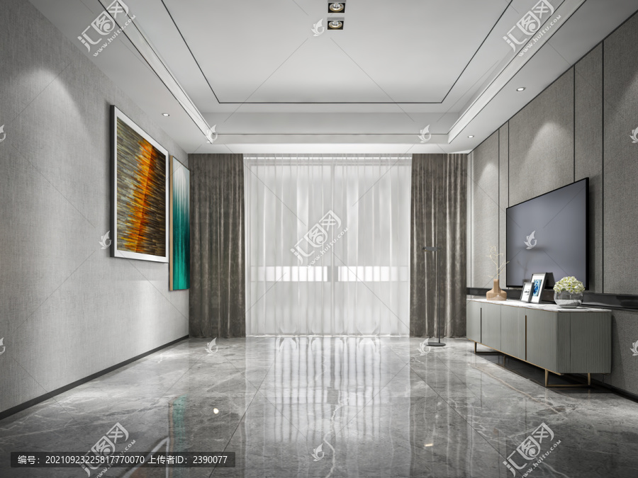 現(xiàn)代極簡客廳沙發(fā)場景3D空景