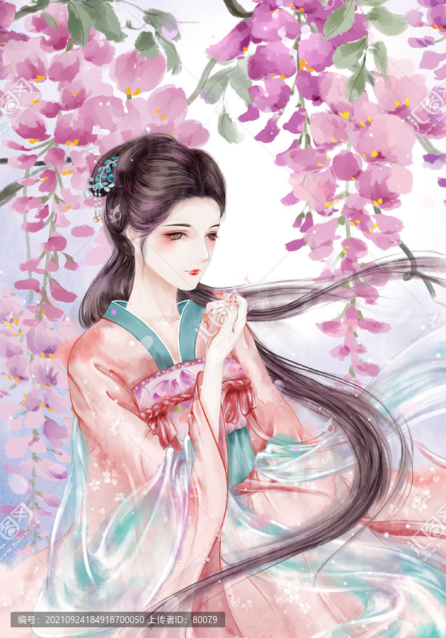 漢服少女賞花