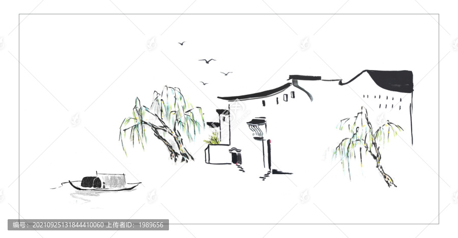 江南春水墨畫(huà)
