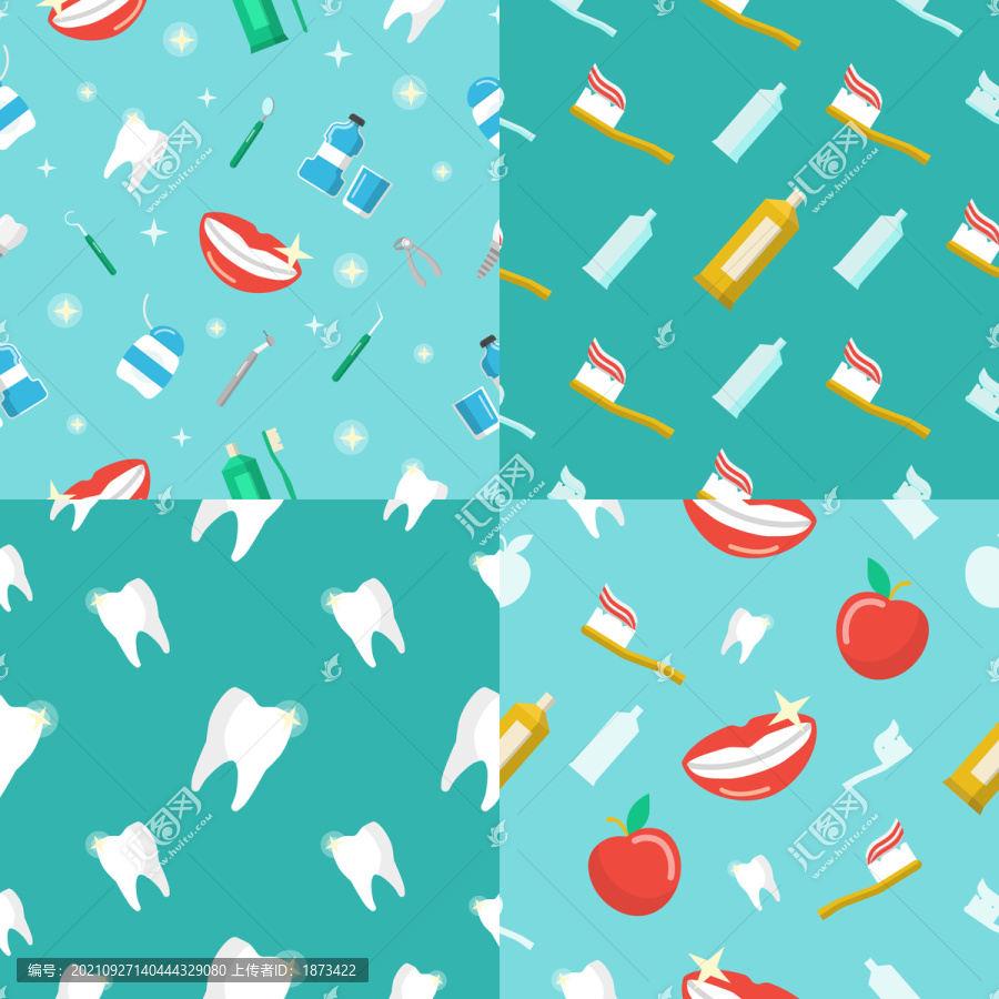 美白牙齒清潔用具背景插圖