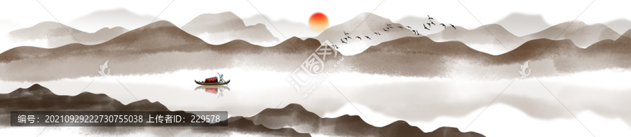 巨幅中式寫(xiě)意山水畫(huà)