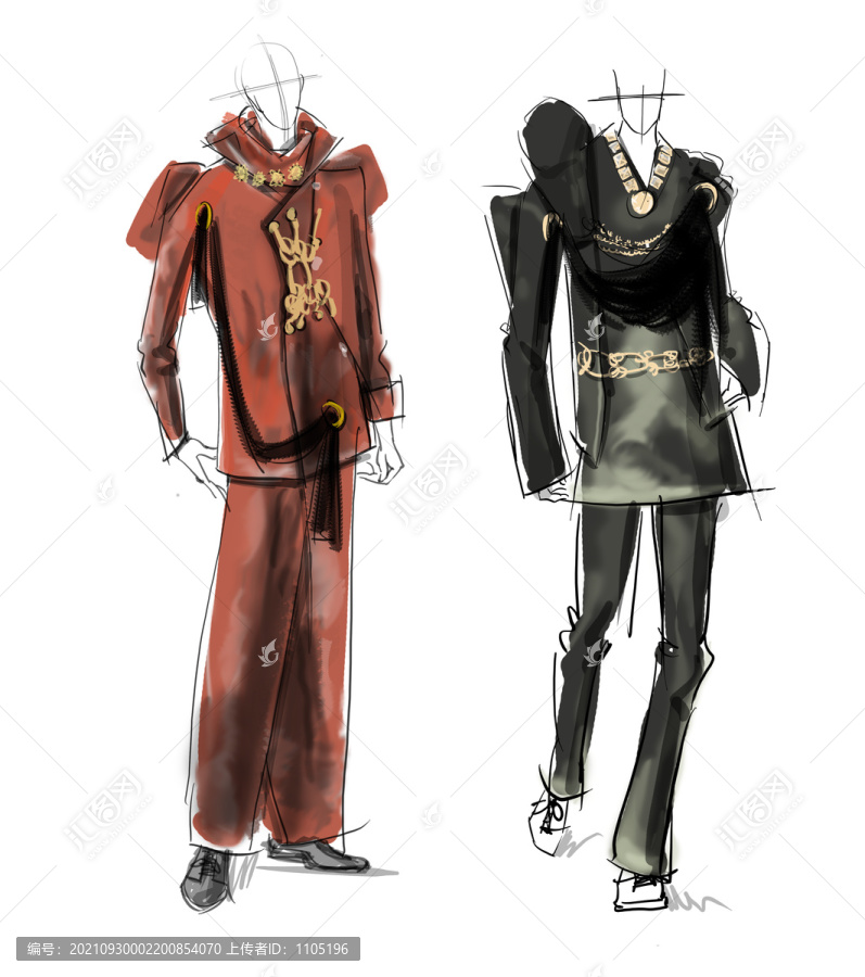 男款蒙古風(fēng)服裝設(shè)計(jì)效果圖