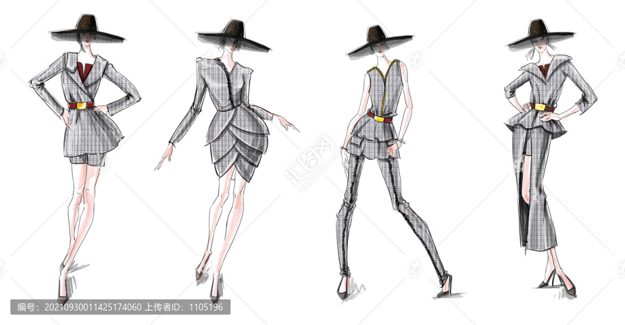 大廓形時尚服裝系列效果圖