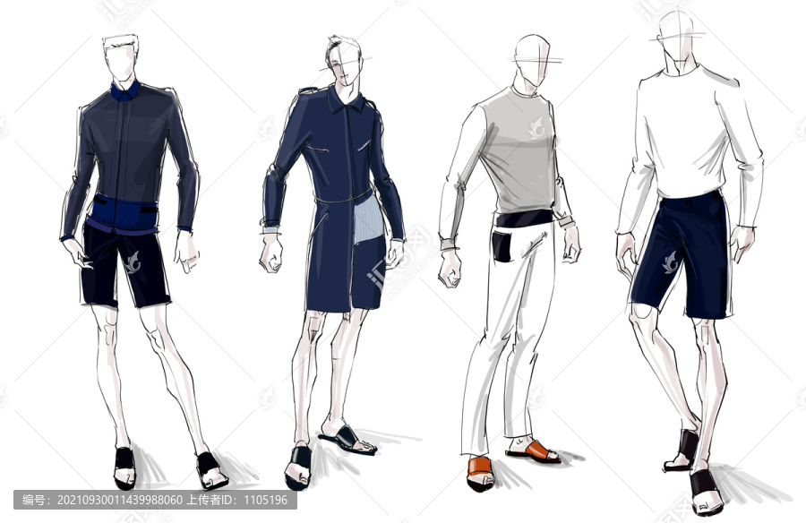 男款簡約休閑系列服裝效果圖
