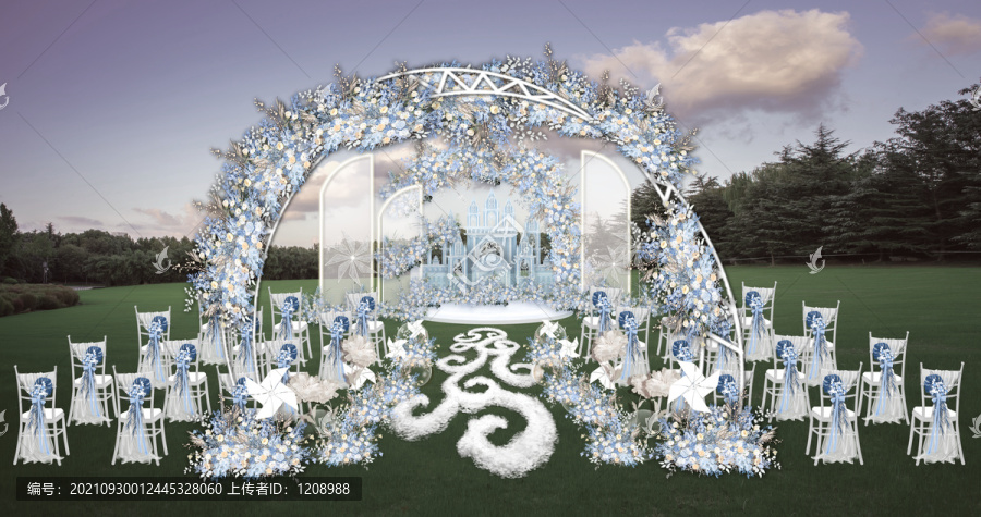 藍(lán)色戶(hù)外婚禮效果圖