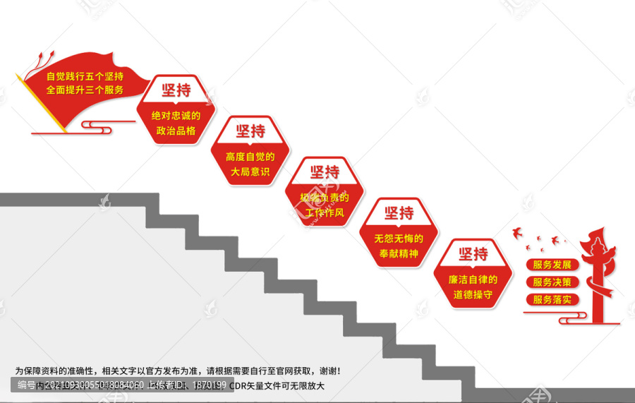 五個(gè)堅(jiān)持三個(gè)服務(wù)樓梯文化墻