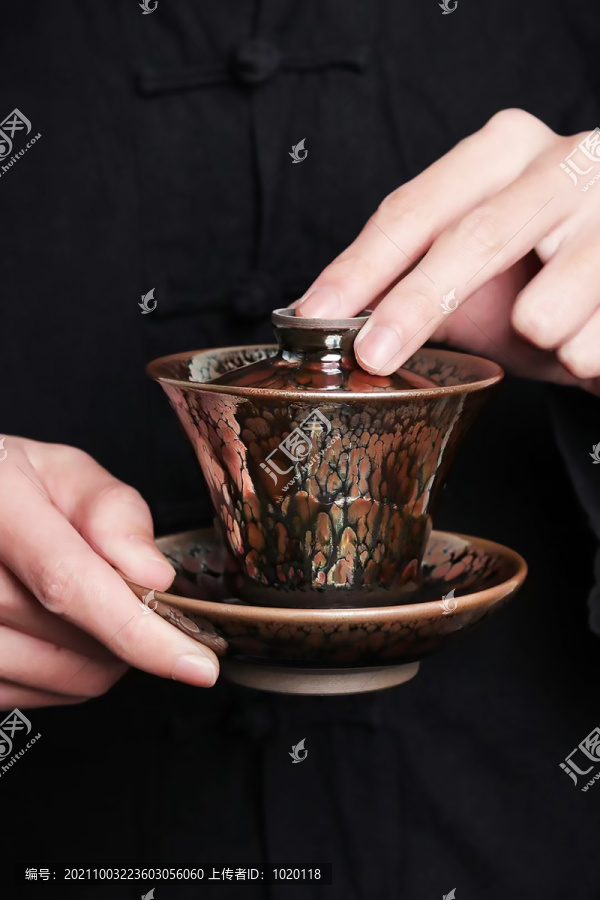 建盏盖碗复古茶杯复古茶碗