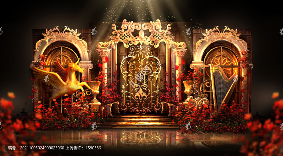 紅金歐式婚禮效果圖