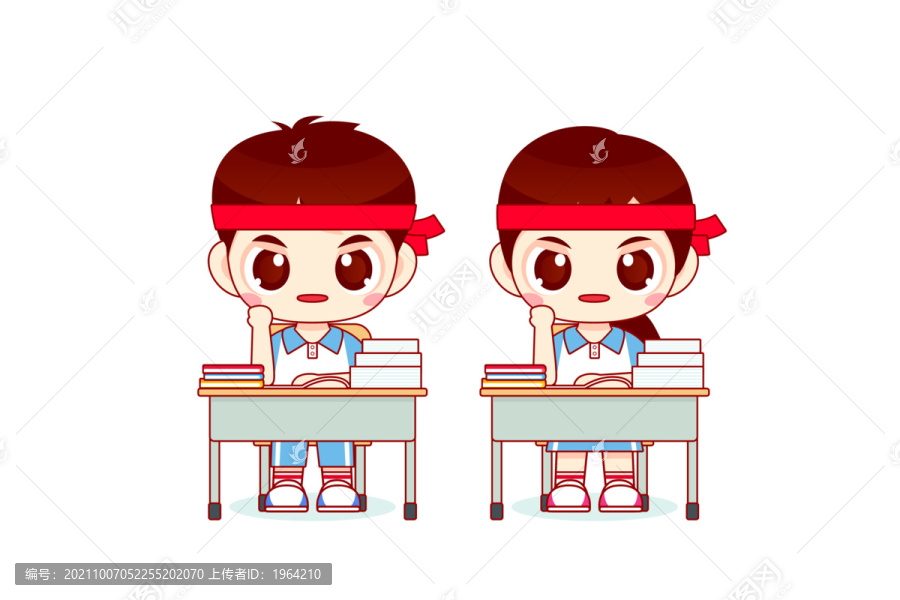 卡通努力奮斗學(xué)習(xí)學(xué)生矢量插畫