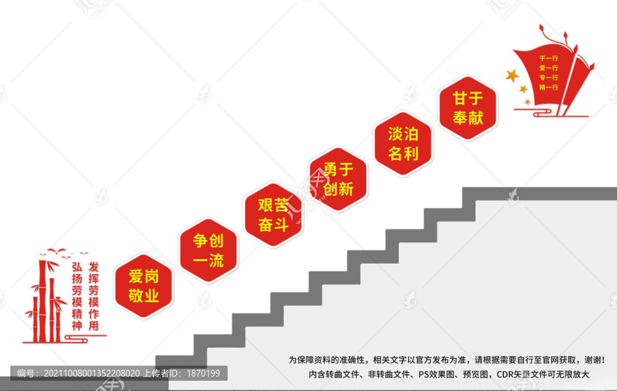 勞模精神樓梯文化墻