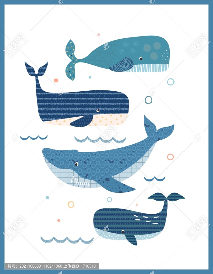 可愛(ài)鯨魚(yú)插畫(huà)兒童圖案卡通