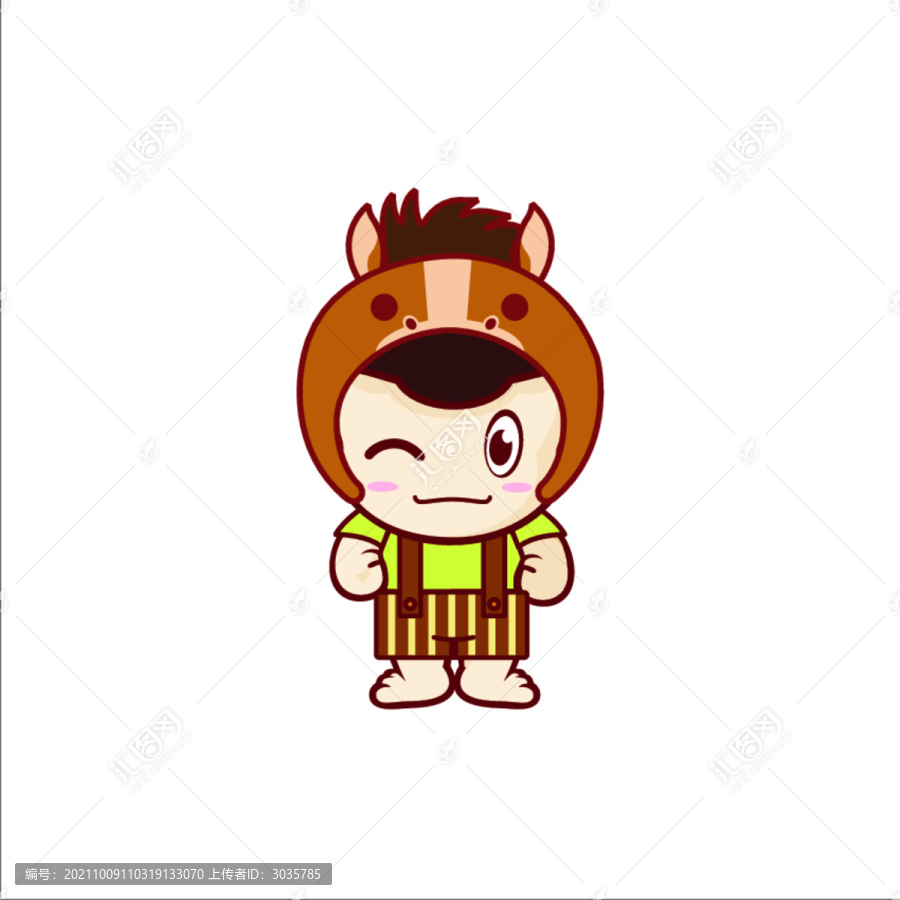 十二生肖午馬卡通形象IP插畫(huà)