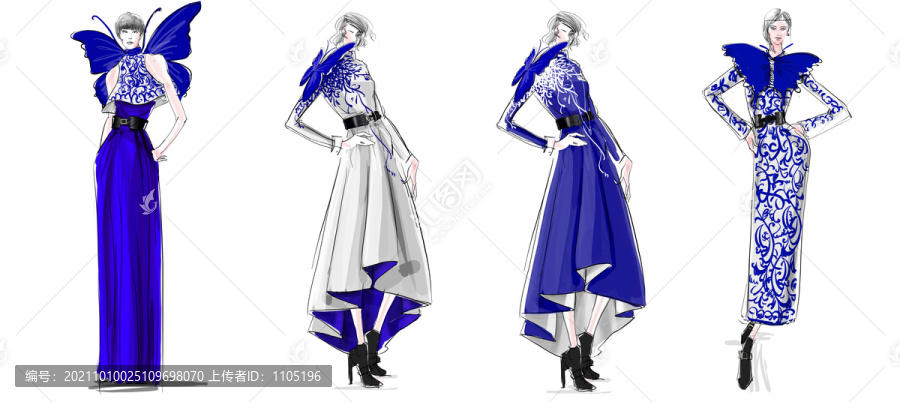 蝴蝶主題服裝設計效果圖