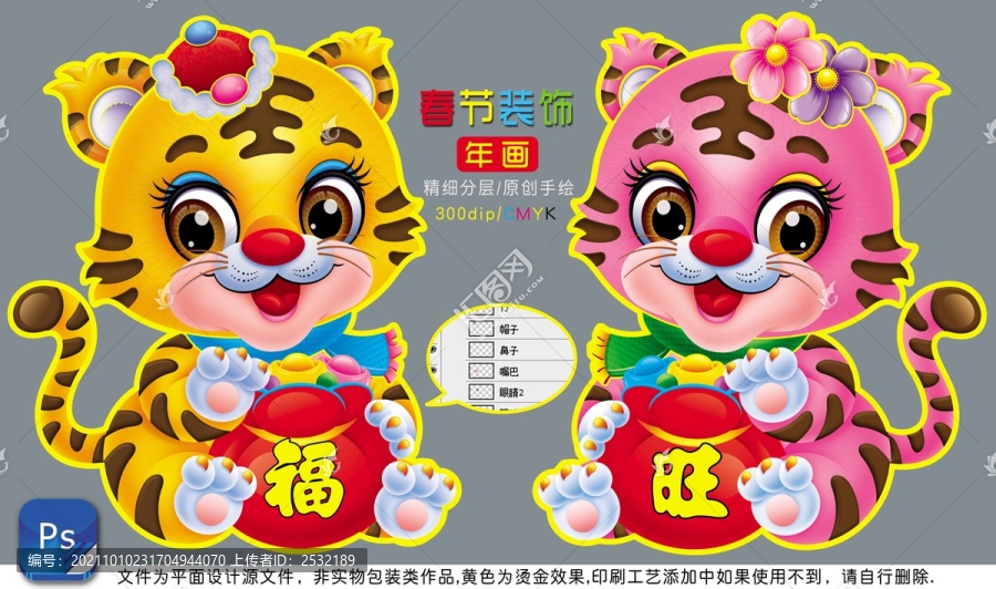 虎年年畫門貼