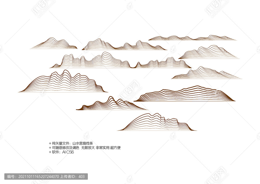 山水地产意境线条装饰素材