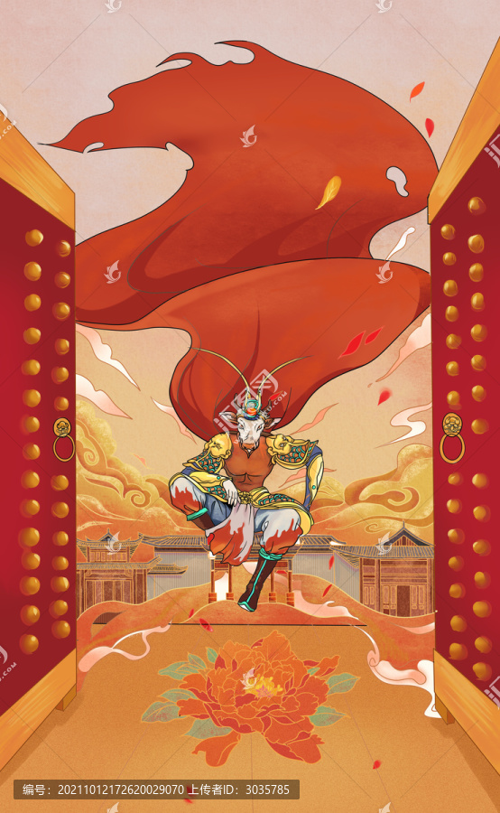 國(guó)潮插畫(huà)牛IP手繪