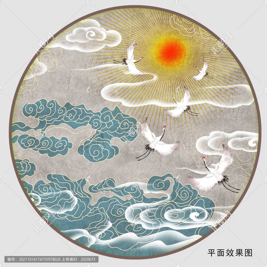 中國風(fēng)祥云瑞鶴圖