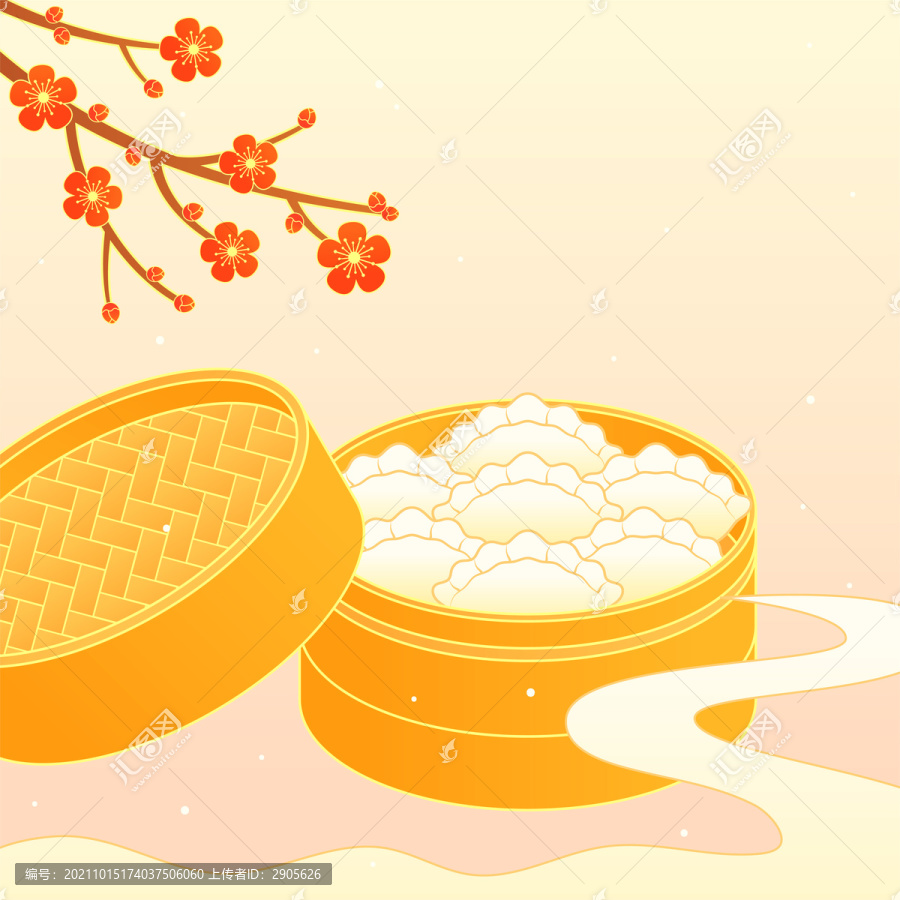 冬天立冬餃子美食國(guó)潮矢量插畫(huà)