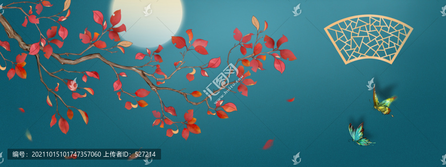 唯美紅葉插畫