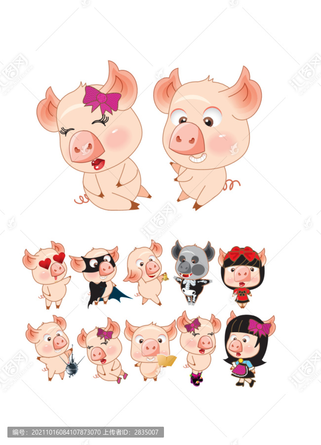原創(chuàng)卡通豬動物形象插畫