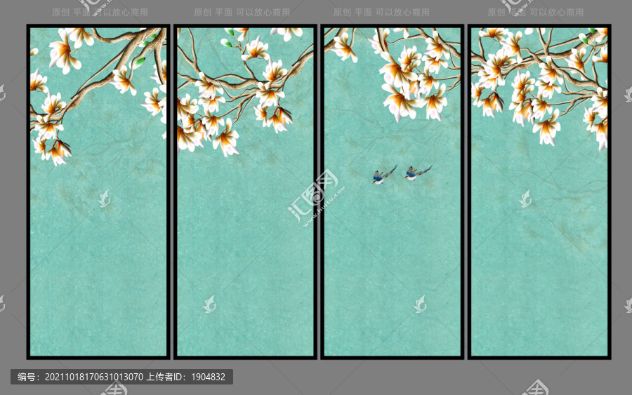 新中式花鳥背景墻