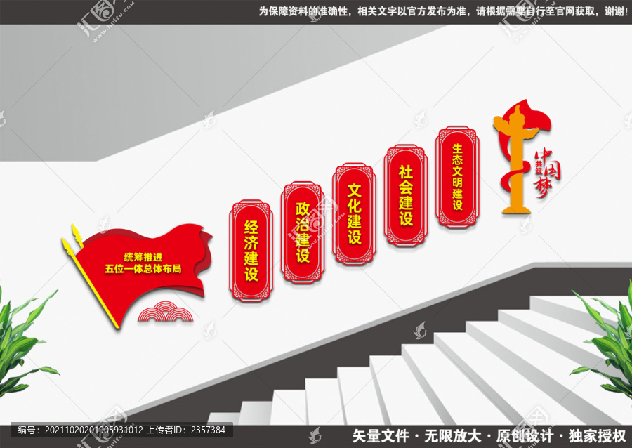 五位一體樓梯文化墻