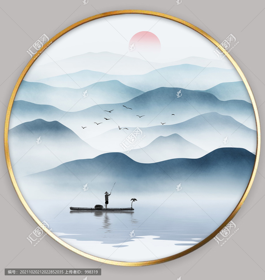 簡中式現(xiàn)代山水裝飾畫