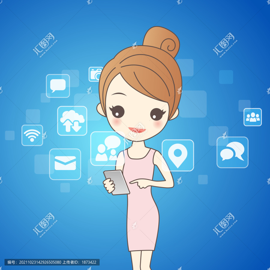 美女使用科技網(wǎng)絡(luò)插圖