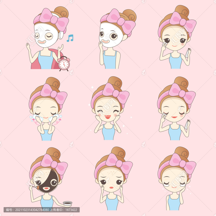 愛美少女臉部護(hù)膚插圖