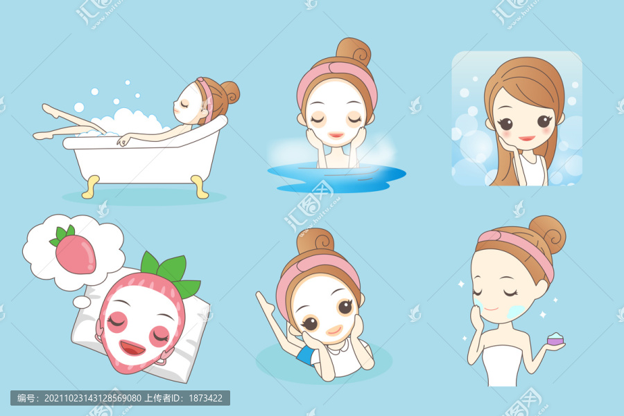 少女享受美容泡澡保養(yǎng)插圖