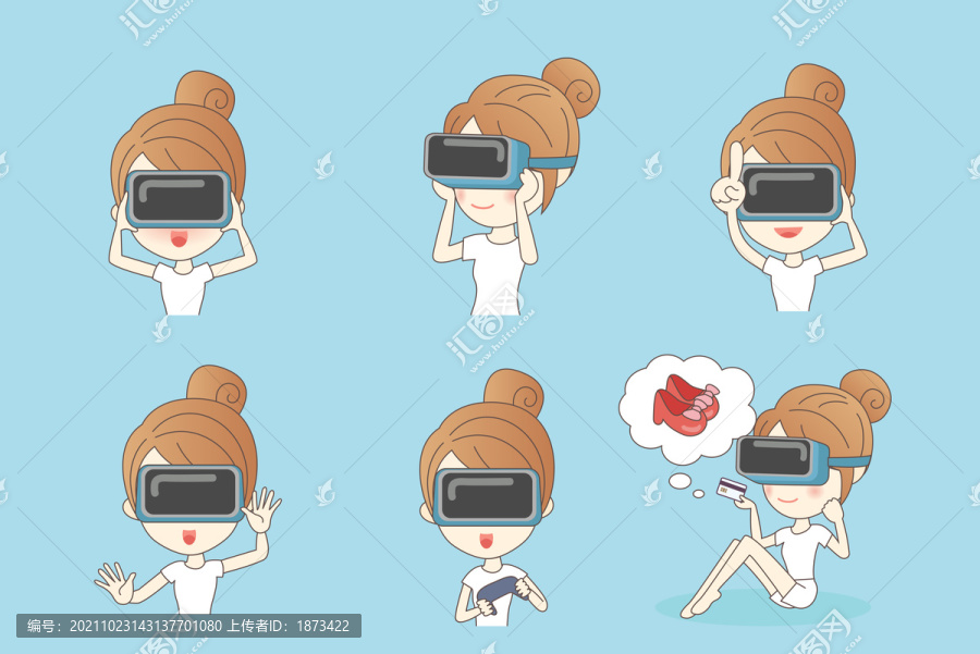 女孩体验VR眼镜购物插图