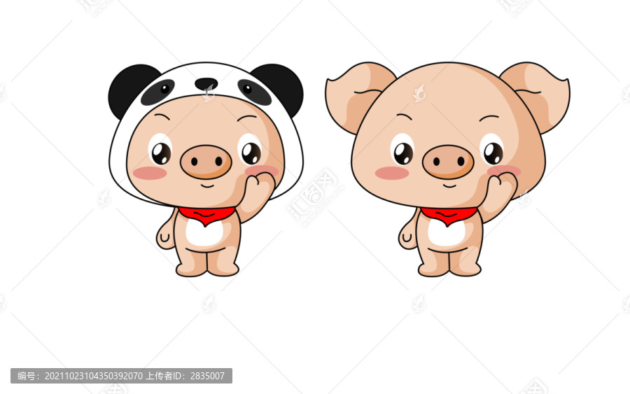 原創(chuàng)卡通豬動(dòng)物形象插畫(huà)