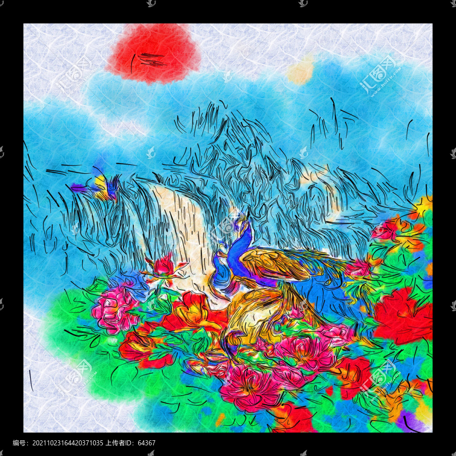 孔雀花鳥畫