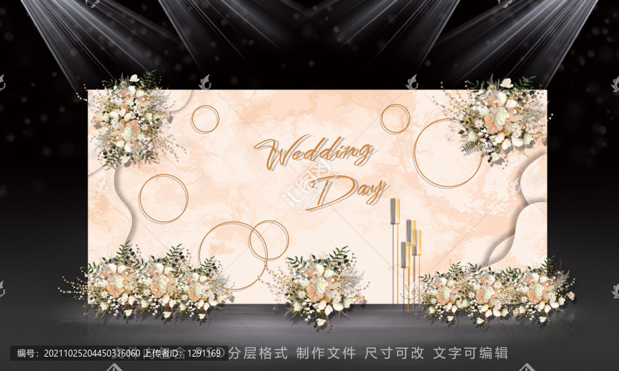 香檳色大理石婚禮布置效果圖素材