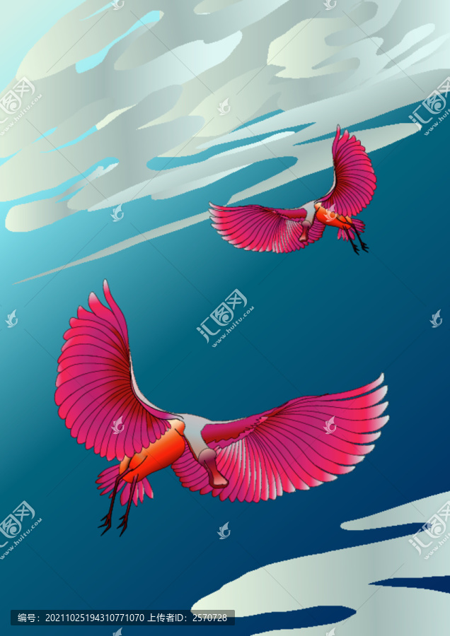 插畫飛翔的大雁