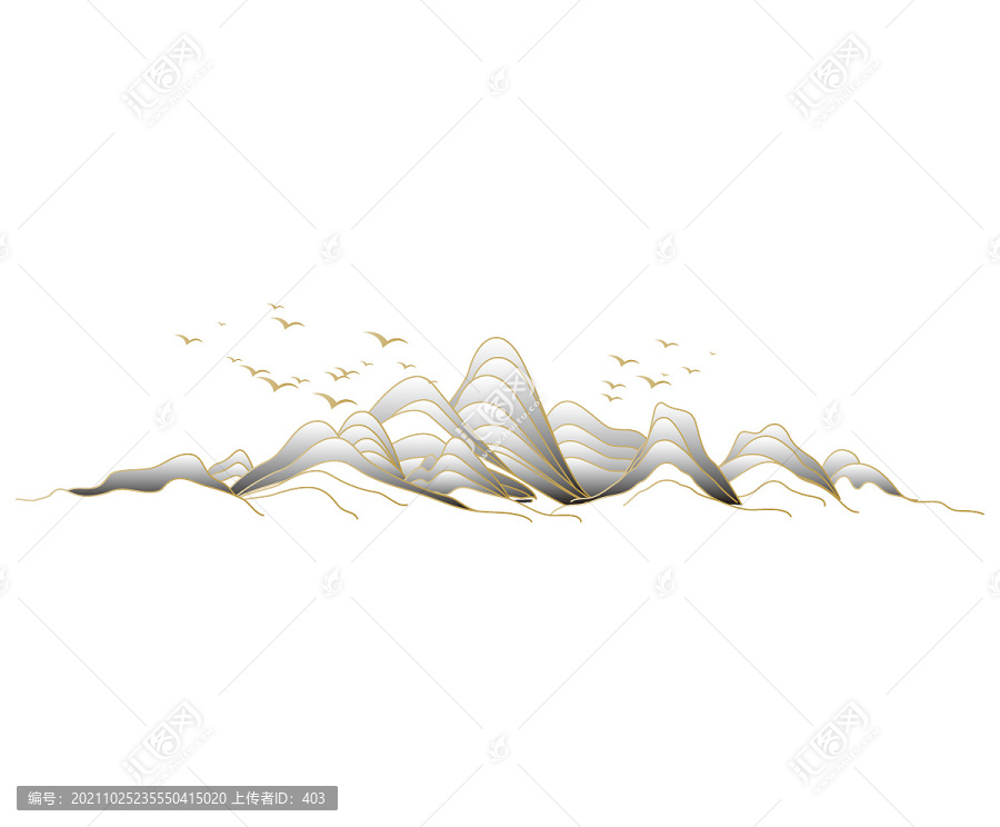 意境山水金色線條裝飾背景