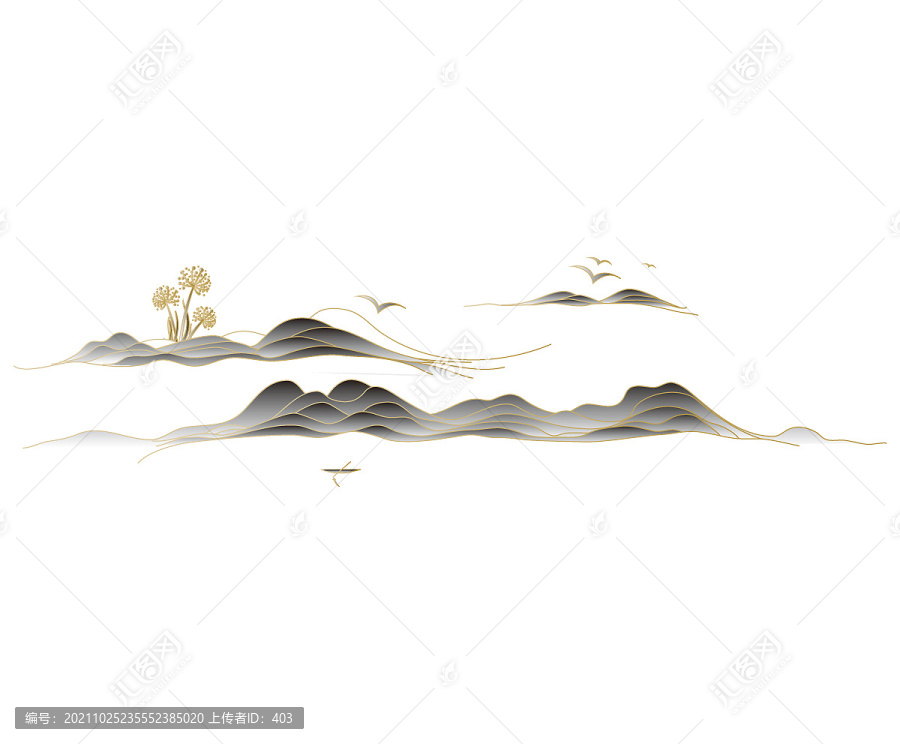 黑金創(chuàng)意山水線條