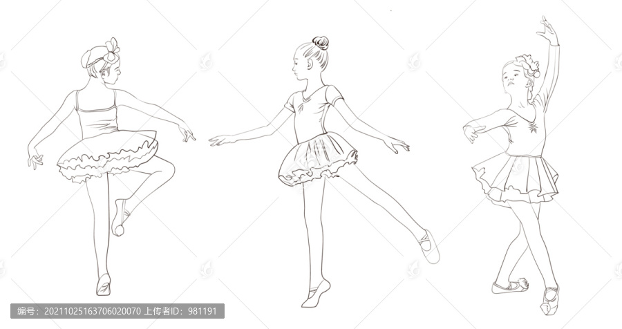 芭蕾舞女孩線稿