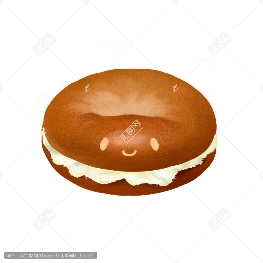 貝果面包食物手繪插畫插圖可愛