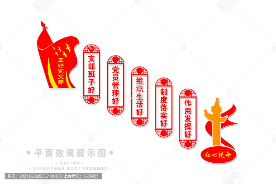 五好黨支部樓梯文化墻